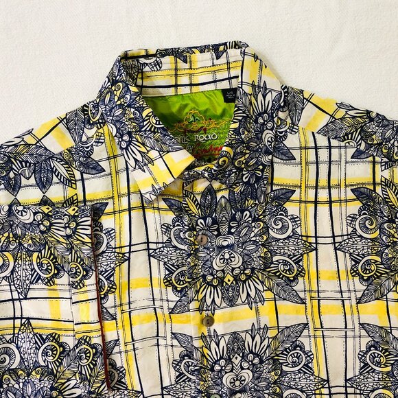 Robert Graham Silk Road Men's Large Floral Geometric Button Front Shirt - Picture 1 of 6